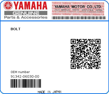 Product image: Yamaha - 91342-06030-00 - BOLT 