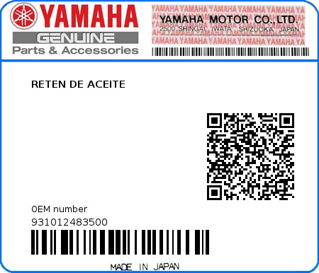 Product image: Yamaha - 931012483500 - RETEN DE ACEITE 