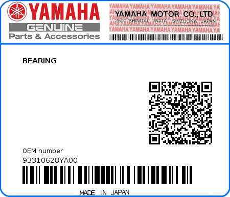 Product image: Yamaha - 93310628YA00 - BEARING 