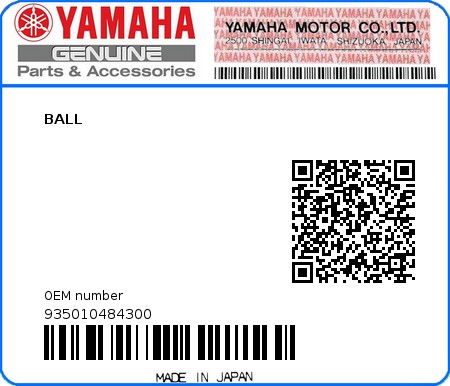 Product image: Yamaha - 935010484300 - BALL 