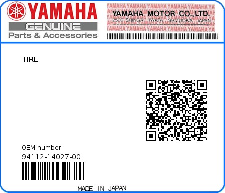 Product image: Yamaha - 94112-14027-00 - TIRE 