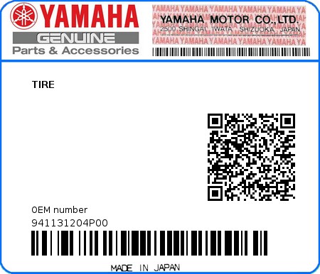 Product image: Yamaha - 941131204P00 - TIRE 