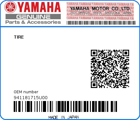 Product image: Yamaha - 941181715U00 - TIRE 