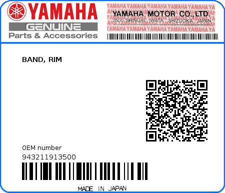 Product image: Yamaha - 943211913500 - BAND, RIM 