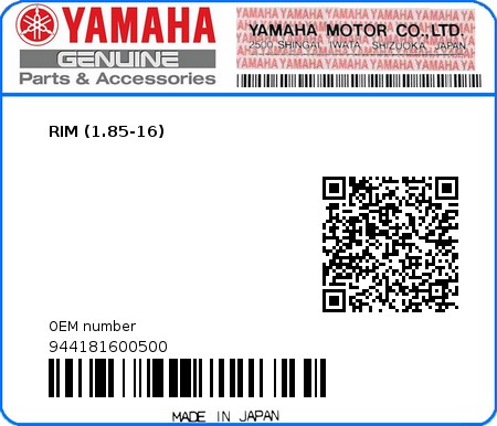 Product image: Yamaha - 944181600500 - RIM (1.85-16)  0