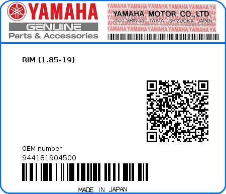 Product image: Yamaha - 944181904500 - RIM (1.85-19) 