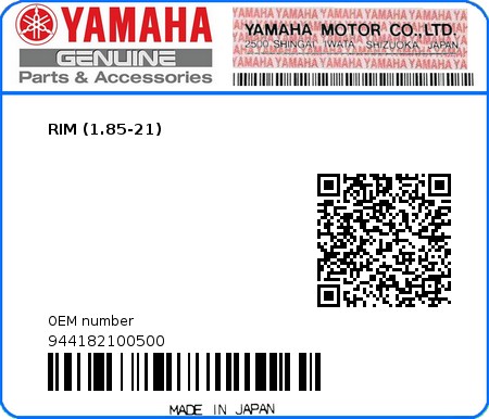 Product image: Yamaha - 944182100500 - RIM (1.85-21) 