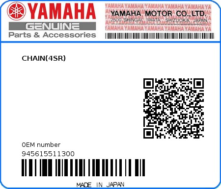 Product image: Yamaha - 945615511300 - CHAIN(4SR)  0