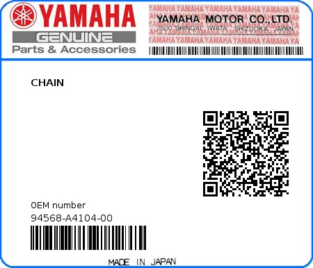 Product image: Yamaha - 94568-A4104-00 - CHAIN  0