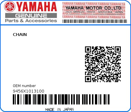 Product image: Yamaha - 9456X1013100 - CHAIN  0