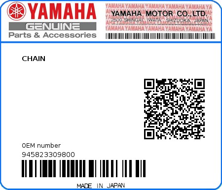 Product image: Yamaha - 945823309800 - CHAIN  0