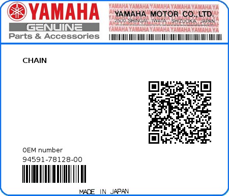 Product image: Yamaha - 94591-78128-00 - CHAIN 