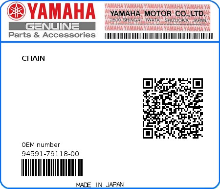 Product image: Yamaha - 94591-79118-00 - CHAIN 