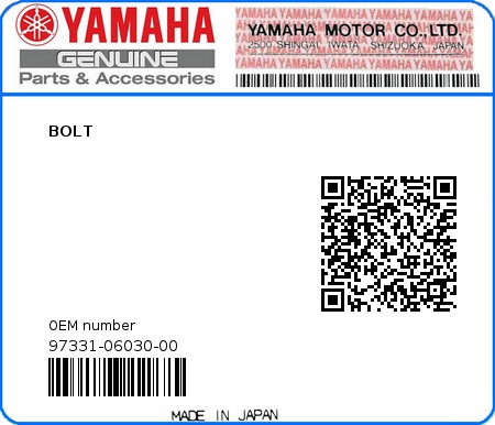 Product image: Yamaha - 97331-06030-00 - BOLT 