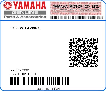 Product image: Yamaha - 977014051000 - SCREW TAPPING  