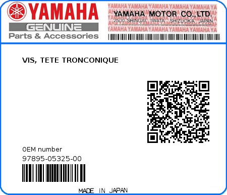 Product image: Yamaha - 97895-05325-00 - VIS, TETE TRONCONIQUE  0