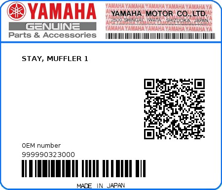 Product image: Yamaha - 999990323000 - STAY, MUFFLER 1  0