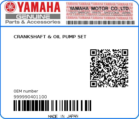 Product image: Yamaha - 999990401100 - CRANKSHAFT & OIL PUMP SET 