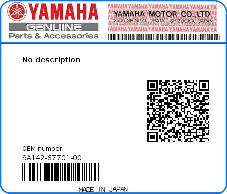 Product image: Yamaha - 9A142-67701-00 - No description 