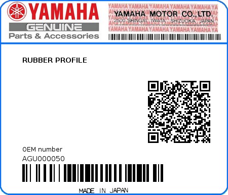 Product image: Yamaha - AGU000050 - RUBBER PROFILE 