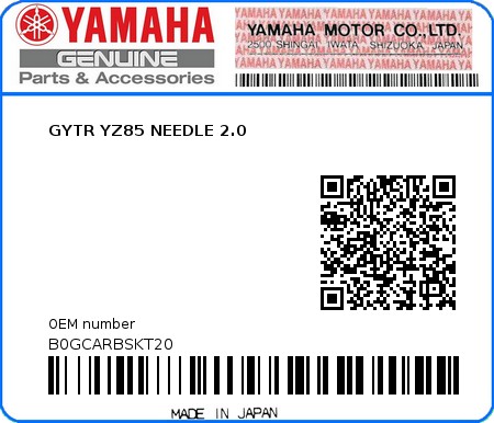 Product image: Yamaha - B0GCARBSKT20 - GYTR YZ85 NEEDLE 2.0  0