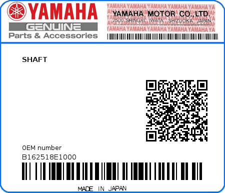 Product image: Yamaha - B162518E1000 - SHAFT  0