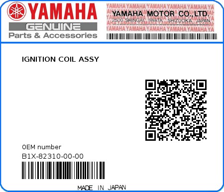 Product image: Yamaha - B1X-82310-00-00 - IGNITION COIL ASSY 