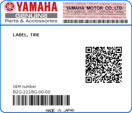 Product image: Yamaha - B2G-2218G-00-00 - LABEL, TIRE 