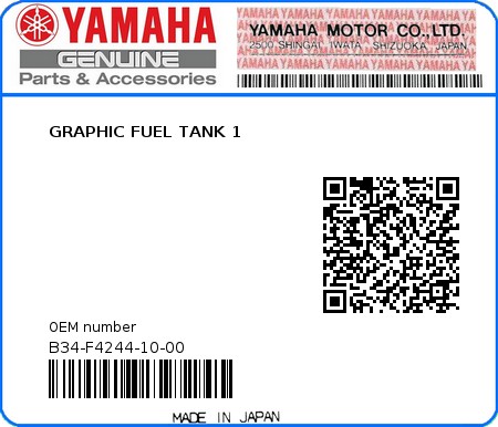 Product image: Yamaha - B34-F4244-10-00 - GRAPHIC FUEL TANK 1 