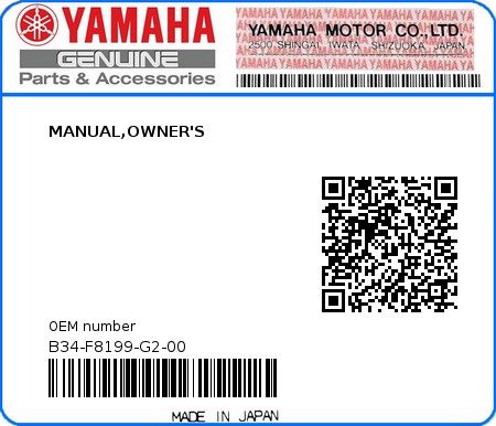 Product image: Yamaha - B34-F8199-G2-00 - MANUAL,OWNER'S  0