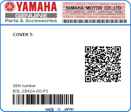 Product image: Yamaha - B3L-2842A-00-P2 - COVER 5 