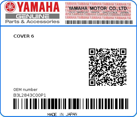 Product image: Yamaha - B3L2843C00P1 - COVER 6 