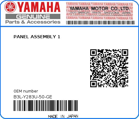 Product image: Yamaha - B3L-Y283U-50-GE - PANEL ASSEMBLY 1 