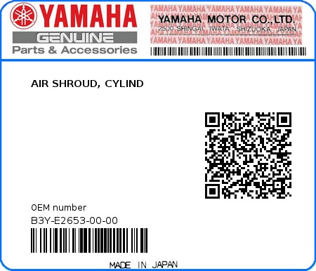 Product image: Yamaha - B3Y-E2653-00-00 - AIR SHROUD, CYLIND 