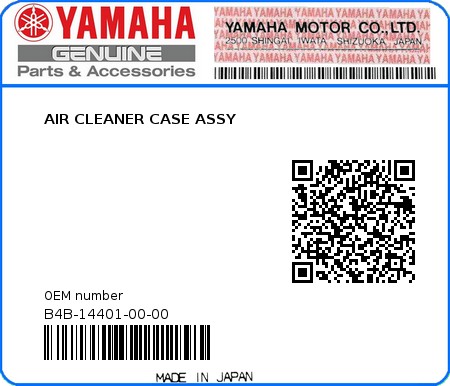 Product image: Yamaha - B4B-14401-00-00 - AIR CLEANER CASE ASSY 