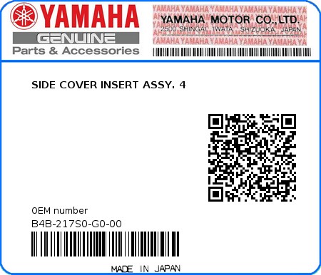 Product image: Yamaha - B4B-217S0-G0-00 - SIDE COVER INSERT ASSY. 4  0