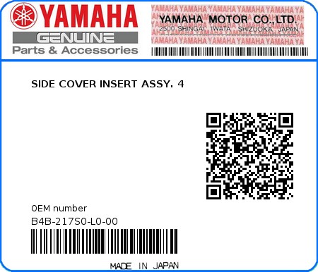 Product image: Yamaha - B4B-217S0-L0-00 - SIDE COVER INSERT ASSY. 4 