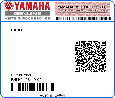 Product image: Yamaha - B4J-H2108-10-00 - LABEL 