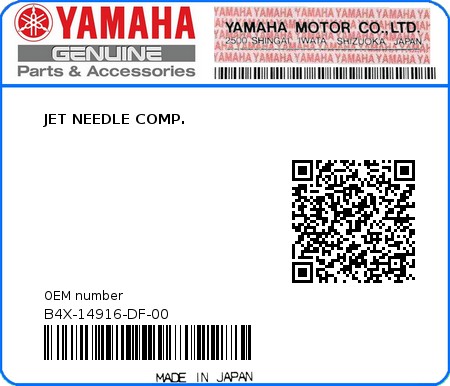 Product image: Yamaha - B4X-14916-DF-00 - JET NEEDLE COMP. 