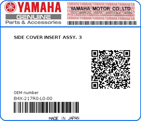 Product image: Yamaha - B4X-217R0-L0-00 - SIDE COVER INSERT ASSY. 3 