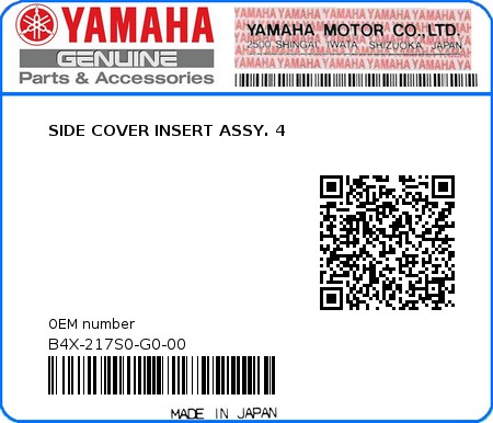 Product image: Yamaha - B4X-217S0-G0-00 - SIDE COVER INSERT ASSY. 4 