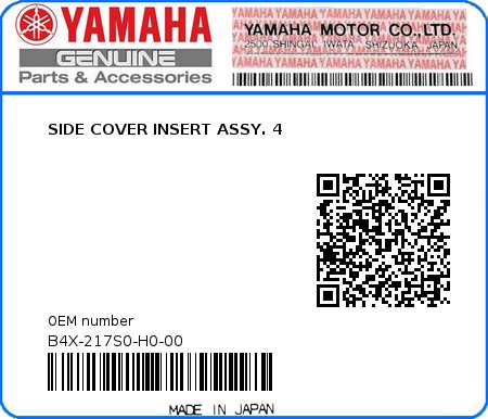 Product image: Yamaha - B4X-217S0-H0-00 - SIDE COVER INSERT ASSY. 4 