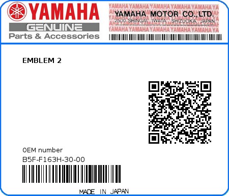 Product image: Yamaha - B5F-F163H-30-00 - EMBLEM 2 