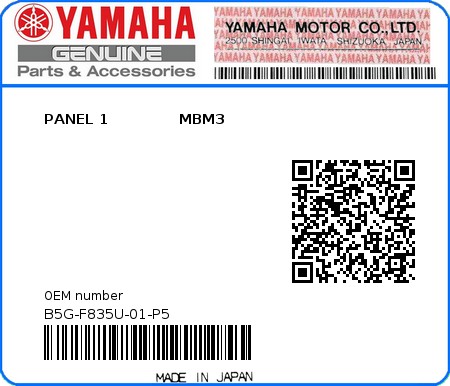 Product image: Yamaha - B5G-F835U-01-P5 - PANEL 1              MBM3 