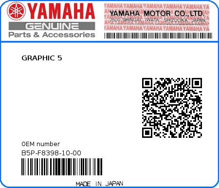 Product image: Yamaha - B5P-F8398-10-00 - GRAPHIC 5 