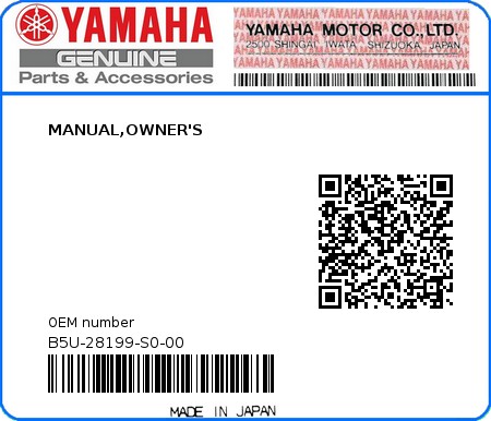 Product image: Yamaha - B5U-28199-S0-00 - MANUAL,OWNER'S 