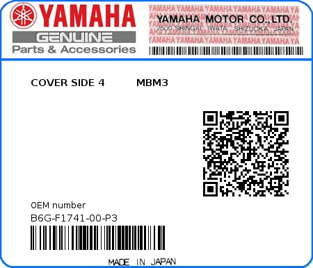 Product image: Yamaha - B6G-F1741-00-P3 - COVER SIDE 4         MBM3 