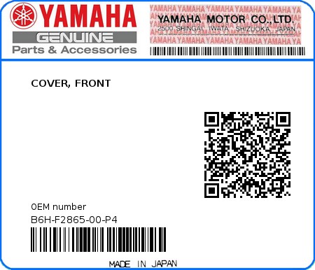 Product image: Yamaha - B6H-F2865-00-P4 - COVER, FRONT 