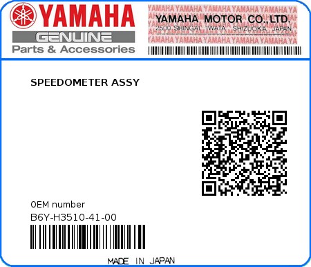 Product image: Yamaha - B6Y-H3510-41-00 - SPEEDOMETER ASSY 