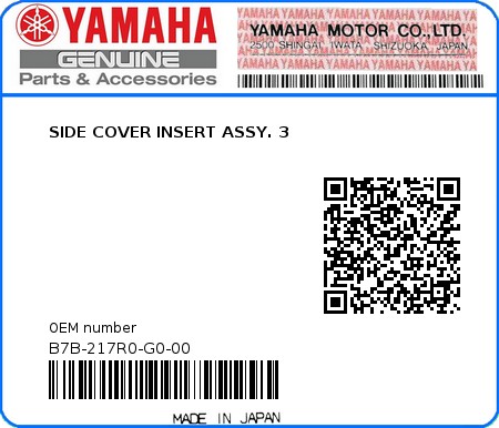 Product image: Yamaha - B7B-217R0-G0-00 - SIDE COVER INSERT ASSY. 3 